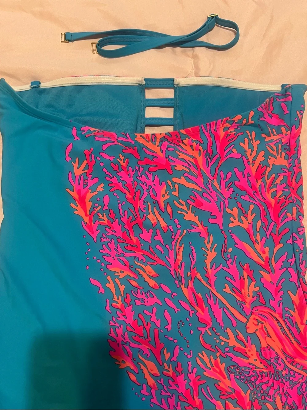 Lilly Pulitzer Teslee One Piece Swimsuit Turquoise Oasis Sz 14